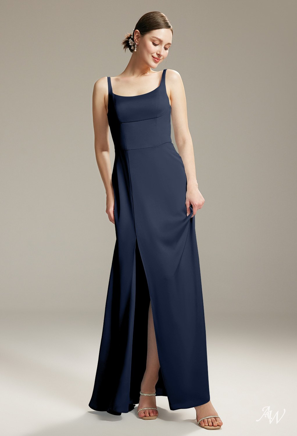 AW Eunice Dark Navy Satin Charmeuse Bridesmaid Dresses image6
